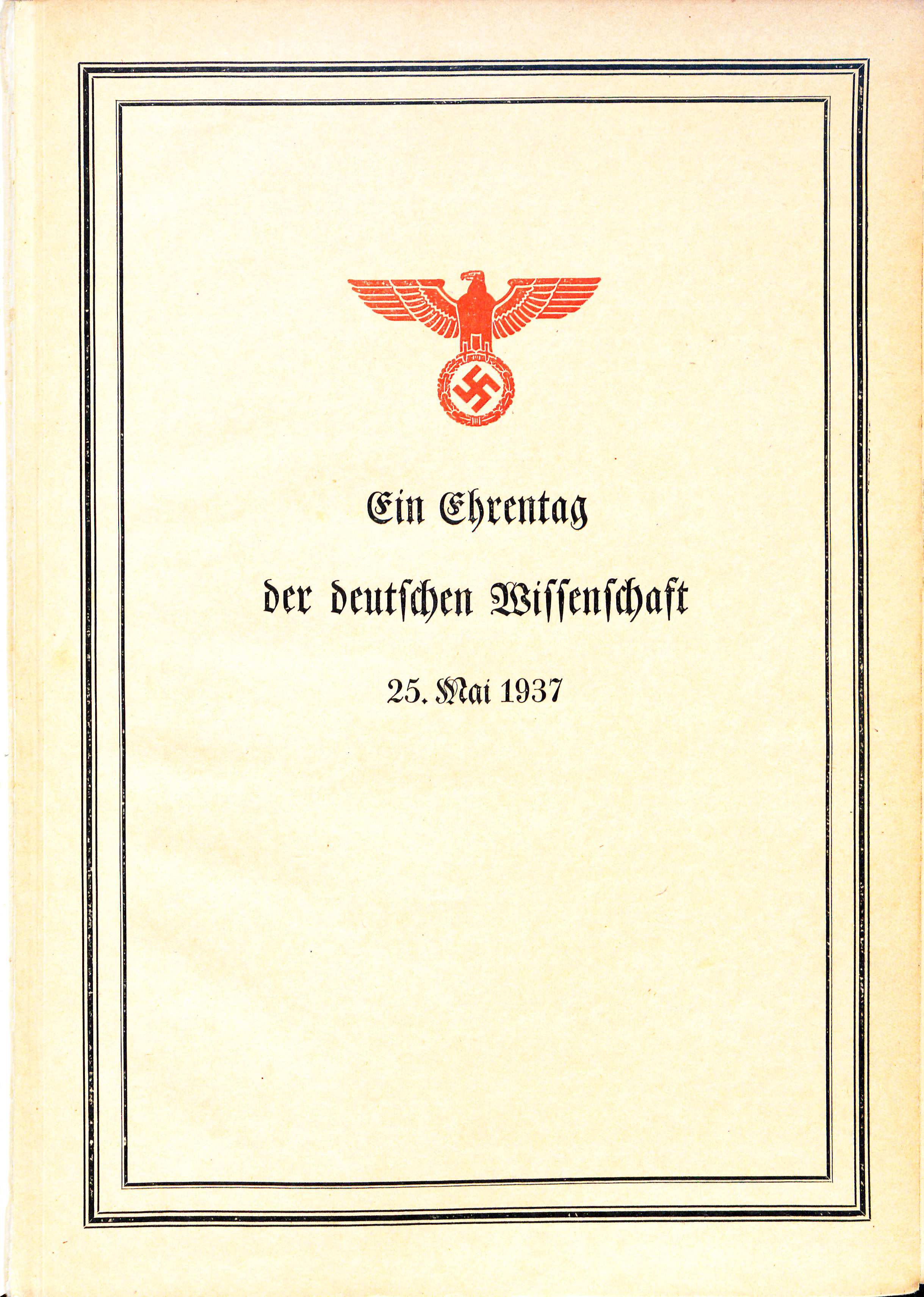 Deckblatt der Festschrift zur Gründung des Reichsforschungsrates